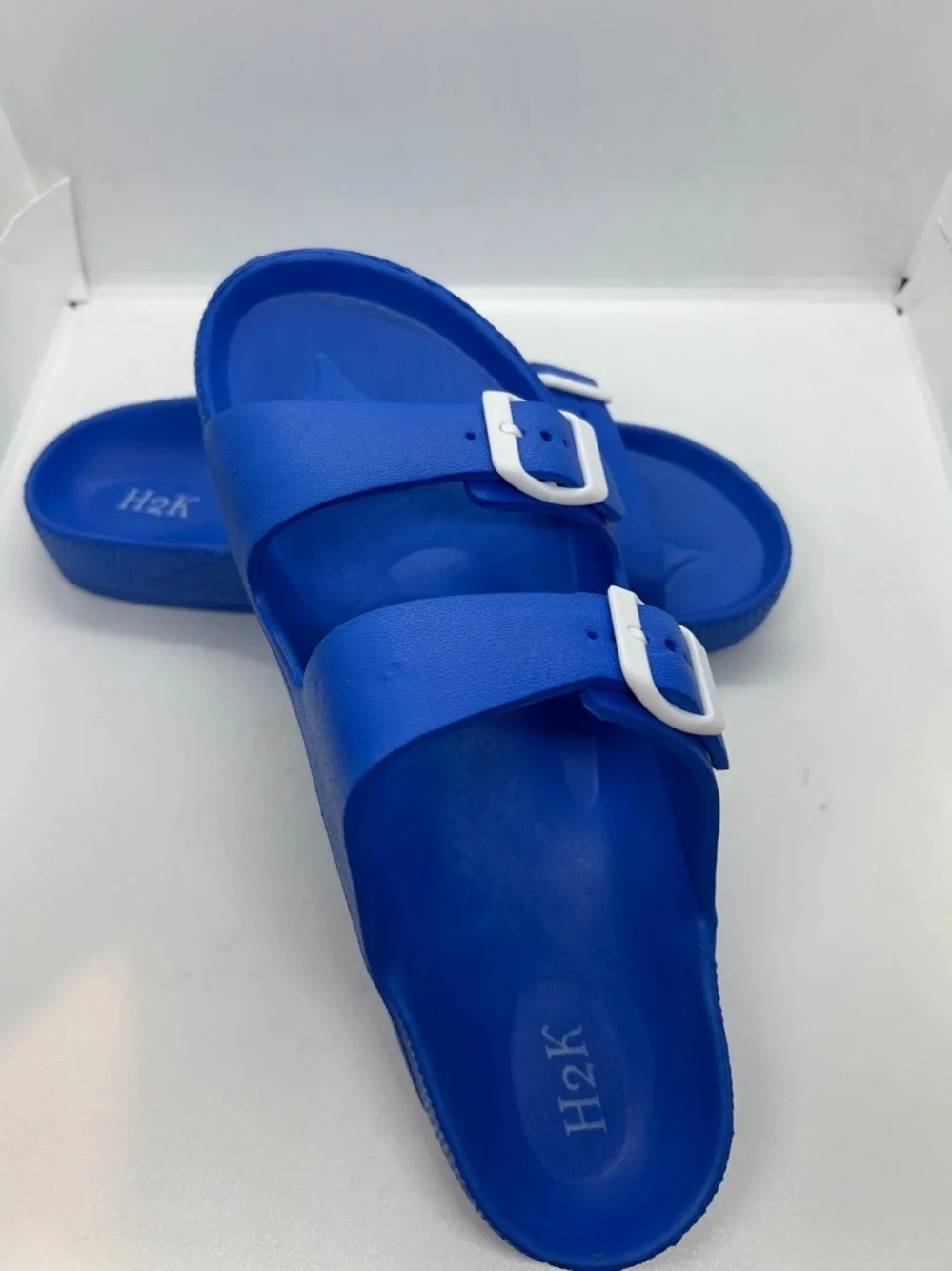 Blue H2K Men’s Lightweight Soft Slides Adjustable Sandals Buddy Size 12 NWOT